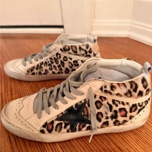 Golden Goose Leopard Print Sneakers with Black Star